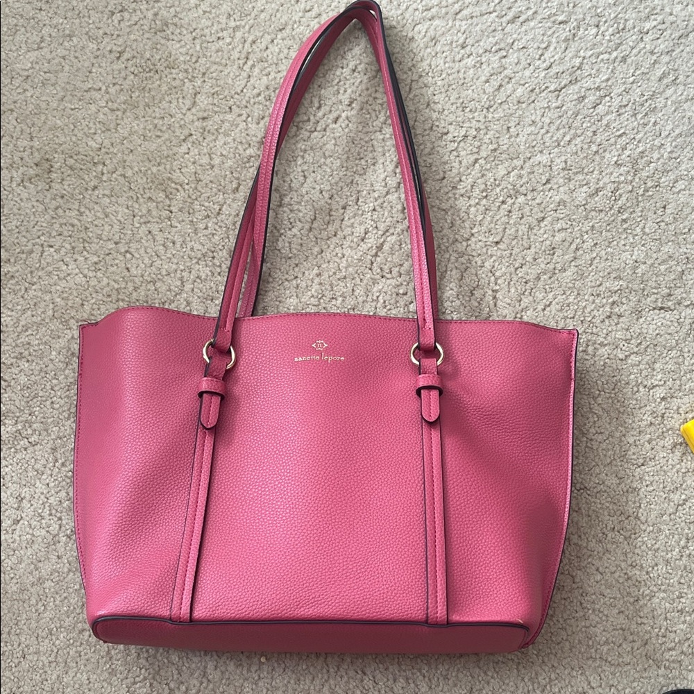 Pink Leather Tote Bag